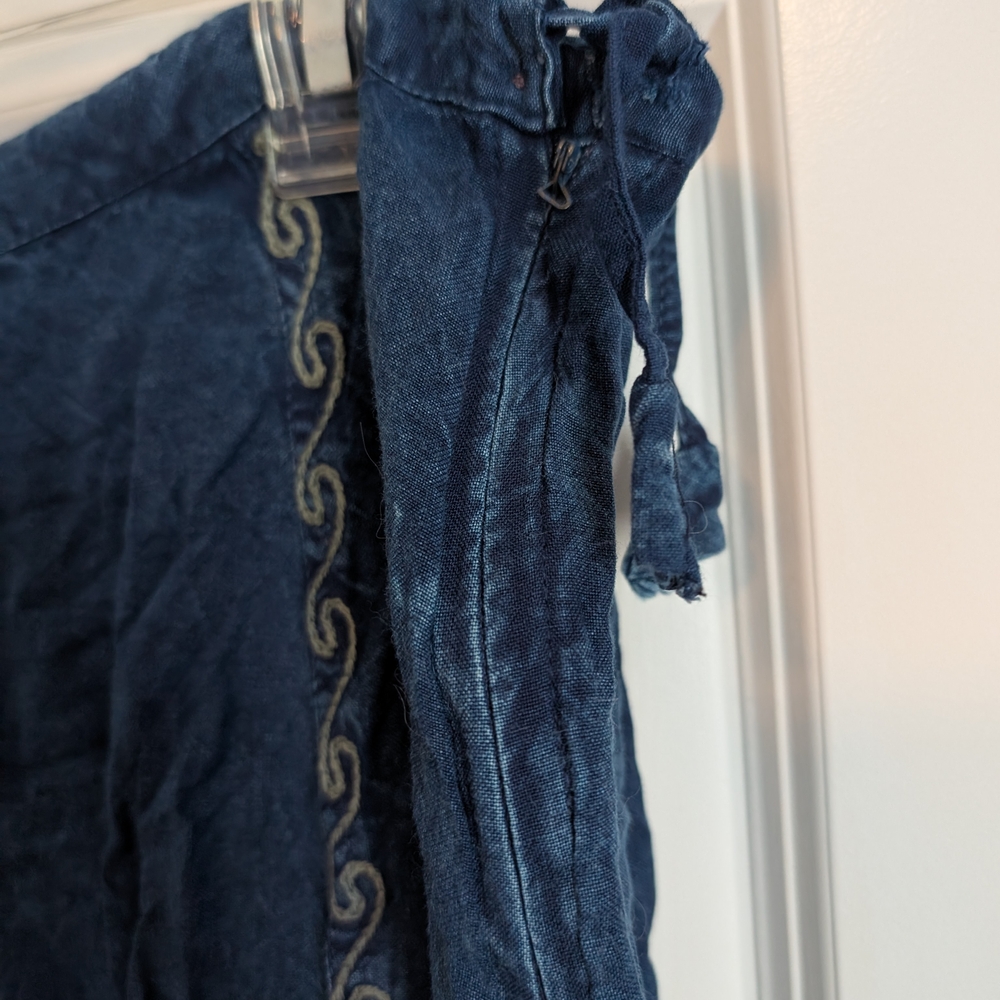 Blue Bohemian Maxi Skirt with Embroidered Trim - Picture 4 of 6